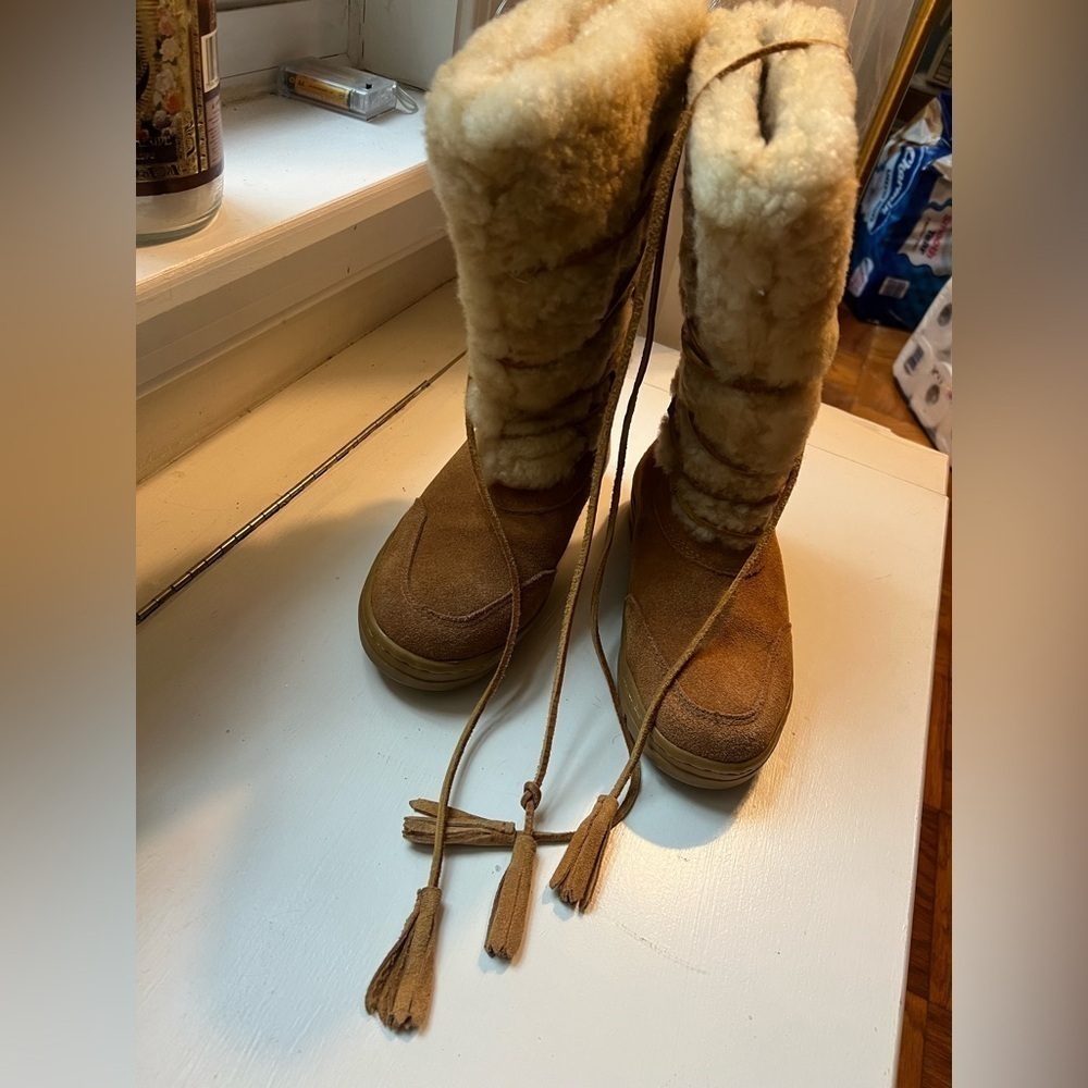NWOT J. Crew Shearling Suede Wrap Boots 6 - Picture 7 of 11